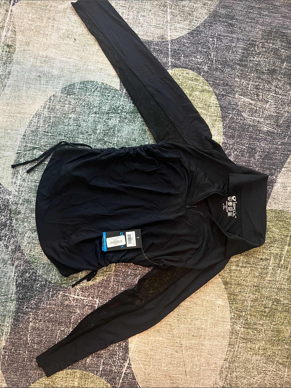 IBKUL Black Long-Sleeve Half-Zip Athletic Top